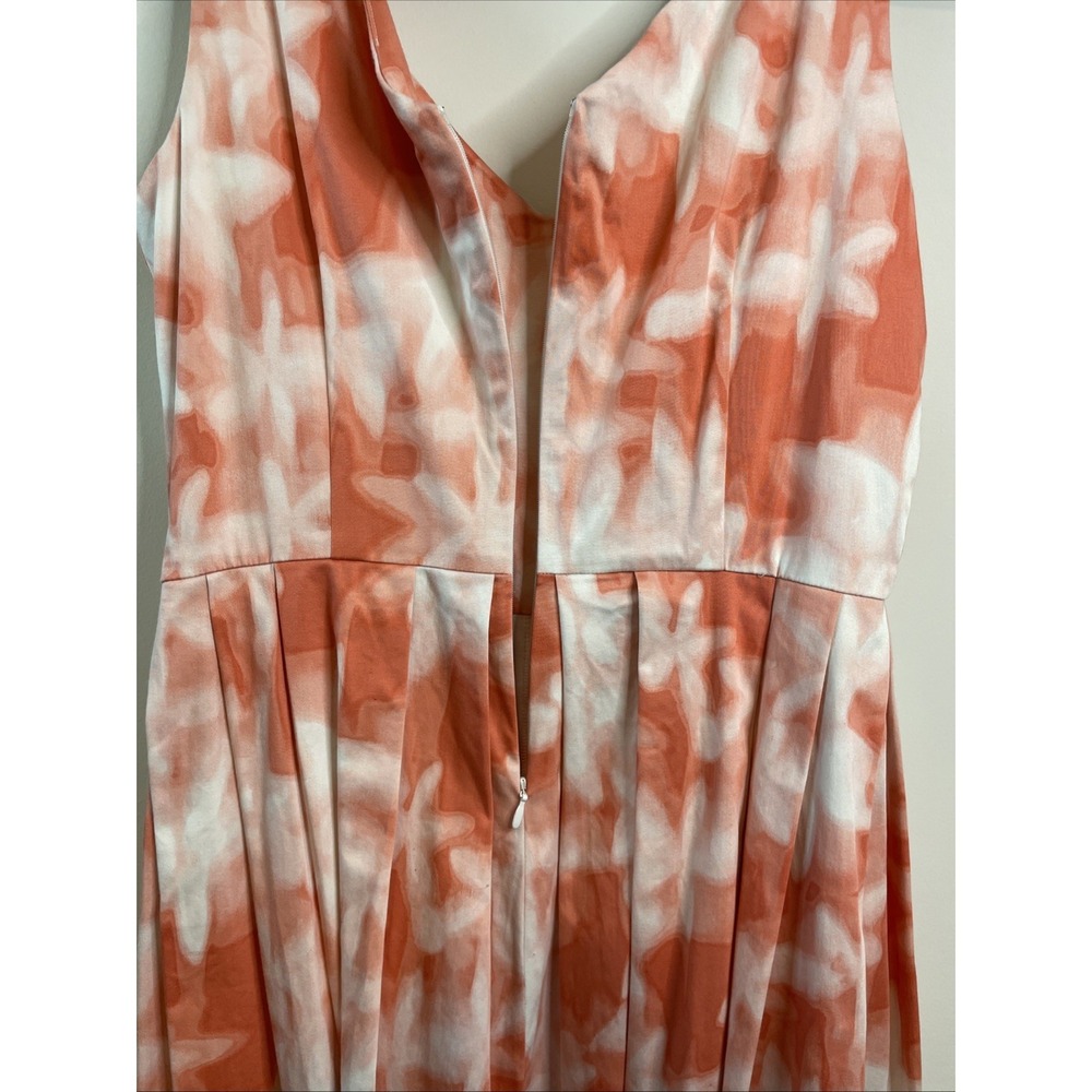 Calvin Klein Womens 8 Salmon White Floral Sleeveless Fit Flare Dress - Picture 7 of 9
